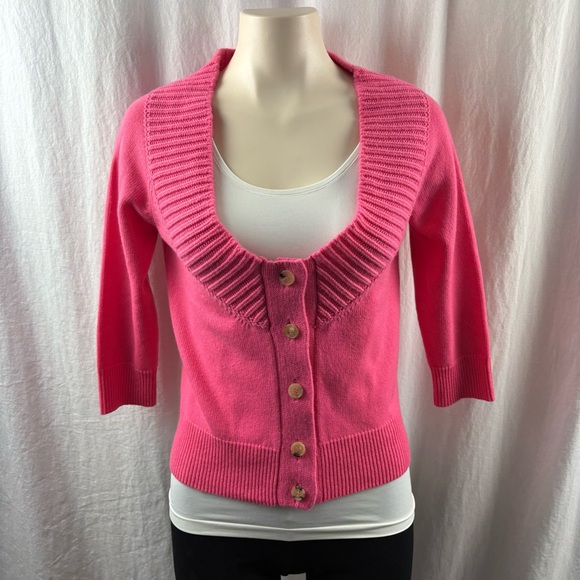 Alexander McQueen Cashmere Off-the-Shoulder Pink Cardigan M - Picture 7 of 15